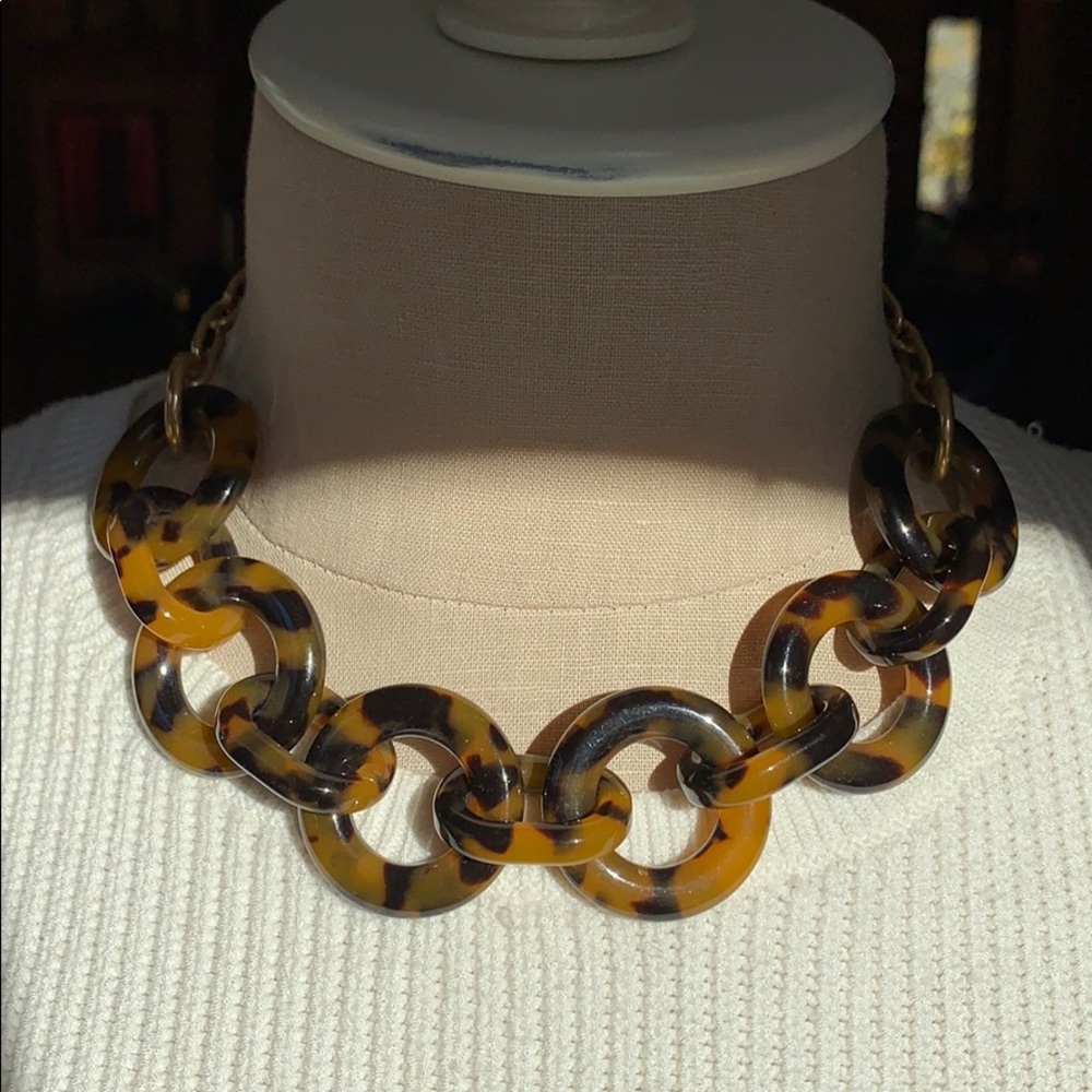 J. Crew Tortoise Shell Enamel Loop Necklace - image 1